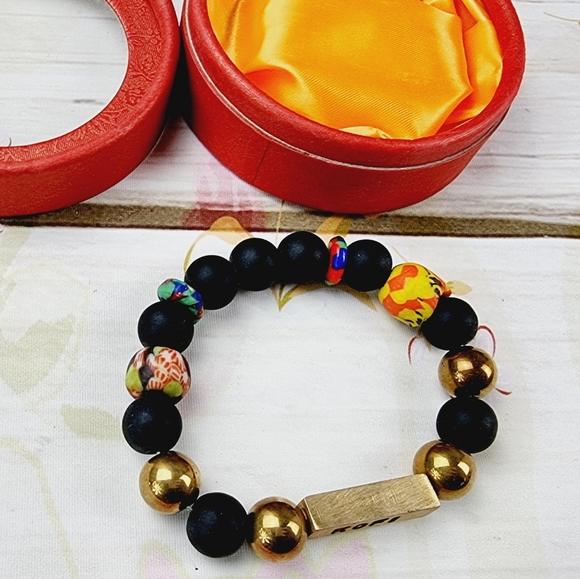 Authentic African men's beads bracelet elastic - Picture 8 of 11